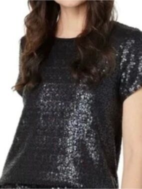Splendid Black Sequin Short-Sleeve Tee